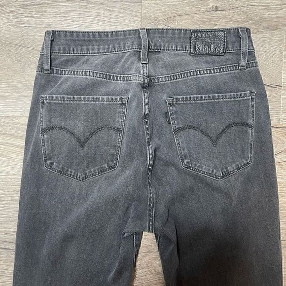 Levis 721 Jeans Size 28 High Rise Skinny Stretch Grey Denim Dark - Picture 8 of 11